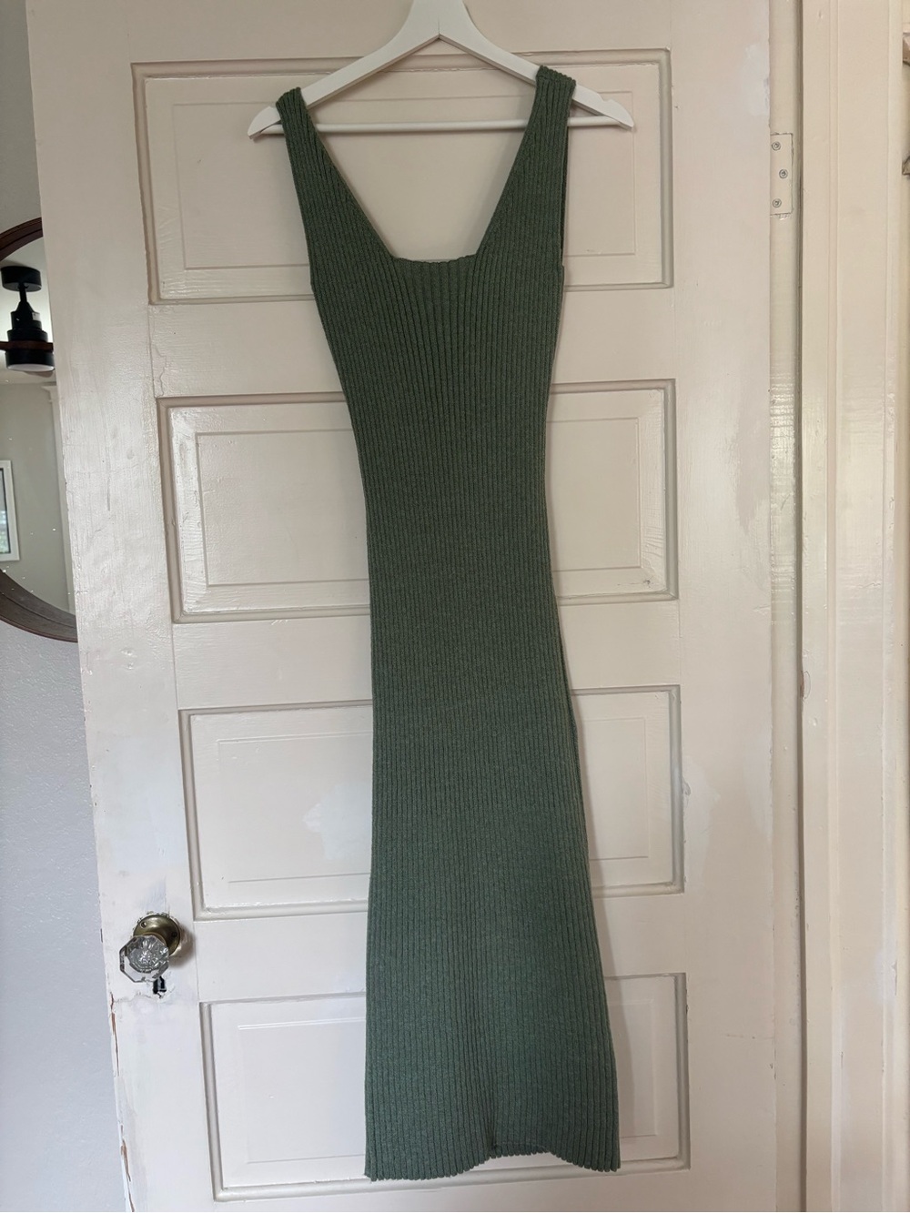 NWT Anthropologie Olive Green Ribbed Tank Midi Dress
